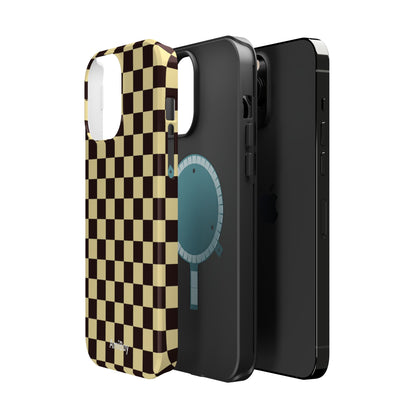 Checkerboard Magnetic Impact Case — Retro Black & Cream Phone Cover