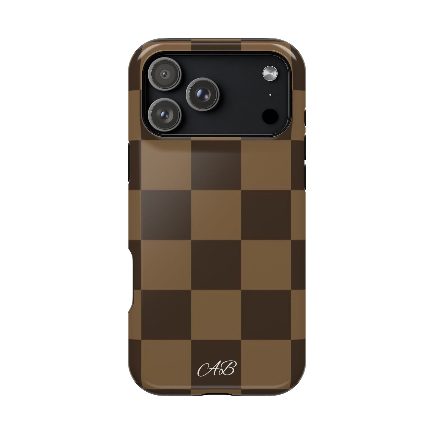Brown Checkered Magnetic Impact-Resistant Phone Case