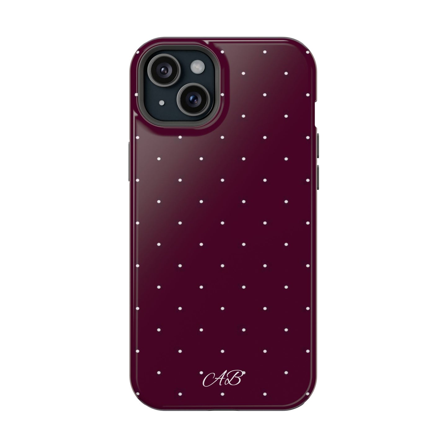 Magnetic Impact-Resistant Phone Case — Burgundy Microdot Protective Cover