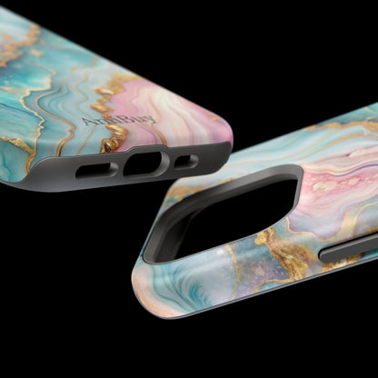 Marbled Aqua & Rose Gold Magnetic Impact Phone Case