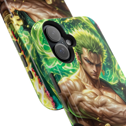 Magnetic Impact-Resistant Phone Case — Green-Sword Warrior Anime Art