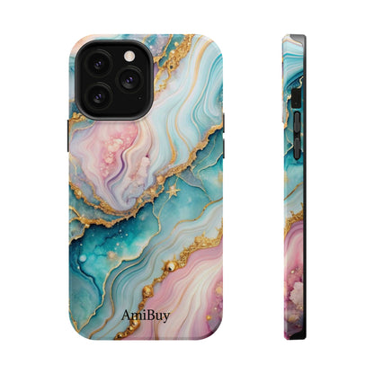 Marbled Aqua & Rose Gold Magnetic Impact Phone Case