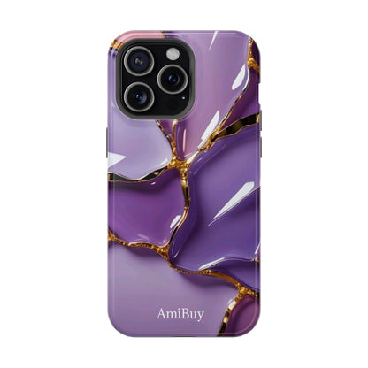 Purple Gold Marble Magnetic Impact-Resistant Phone Case