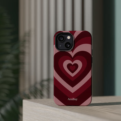 Magnetic Impact-Resistant Phone Case — Retro Layered Heart Design