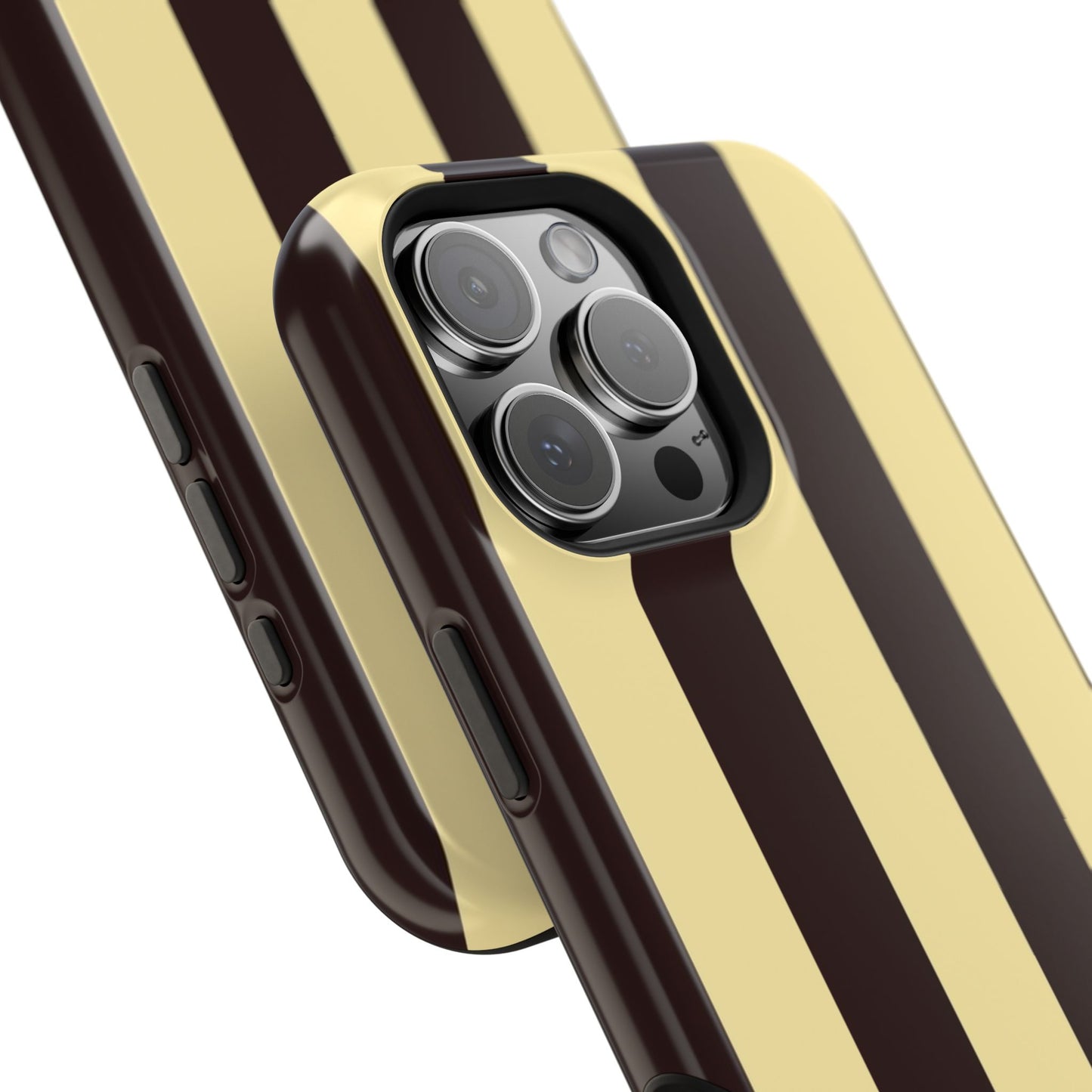 Striped Magnetic Impact-Resistant Phone Case — Brown & Cream Vertical Stripes