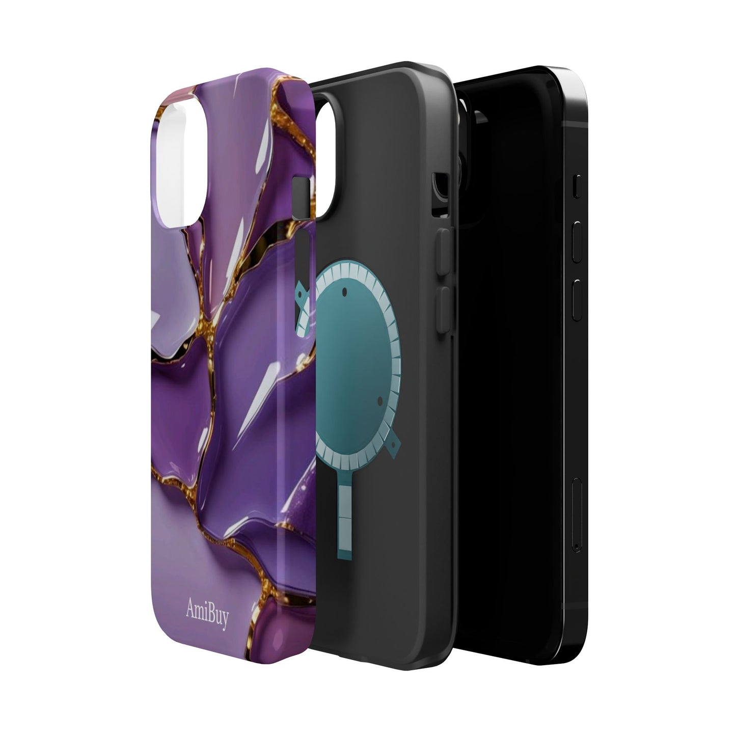 Purple Gold Marble Magnetic Impact-Resistant Phone Case