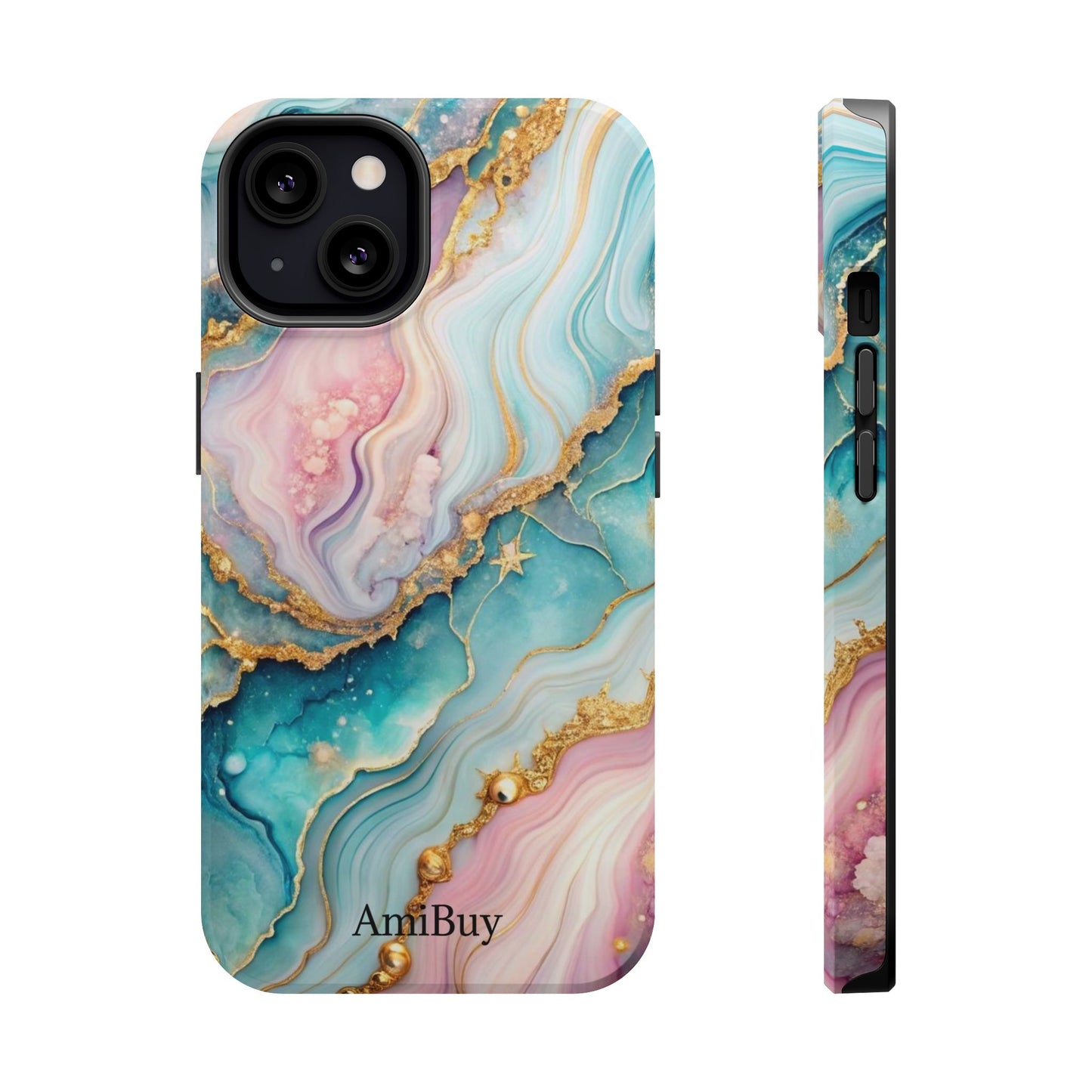 Marbled Aqua & Rose Gold Magnetic Impact Phone Case