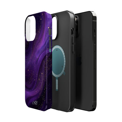 Purple Galaxy Magnetic Impact Phone Case — Shockproof Cosmic Swirl Design