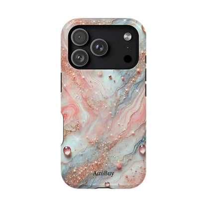 Marble Rose Phone Case — Magnetic Impact-Resistant iPhone Cover