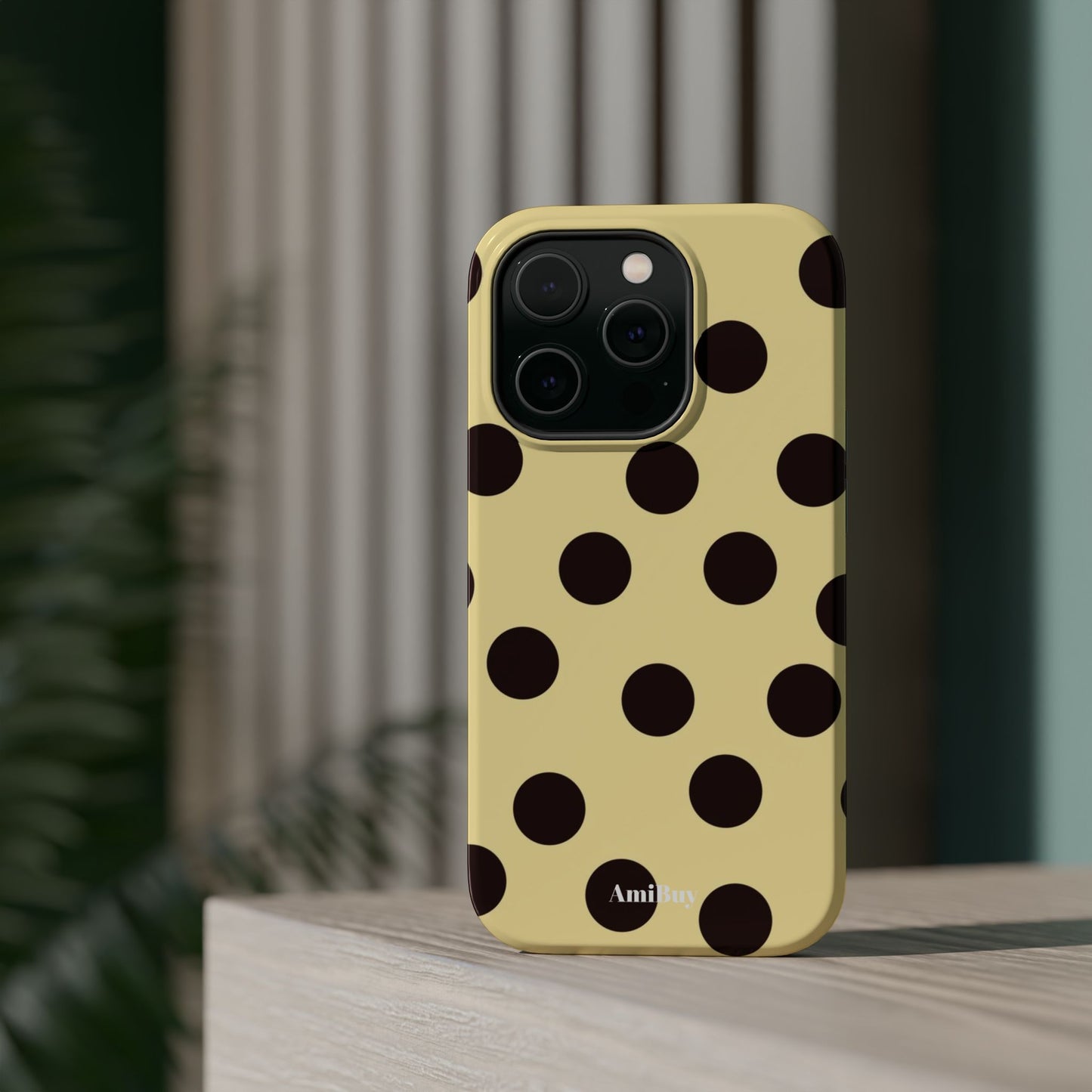 Polka Dot Magnetic Impact Phone Case — Yellow & Black Protective Cover