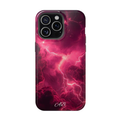 Magenta Lightning Phone Case — Magnetic Impact-Resistant iPhone Cover
