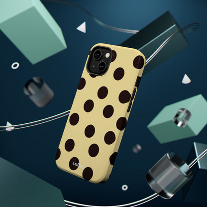 Polka Dot Magnetic Impact Phone Case — Yellow & Black Protective Cover