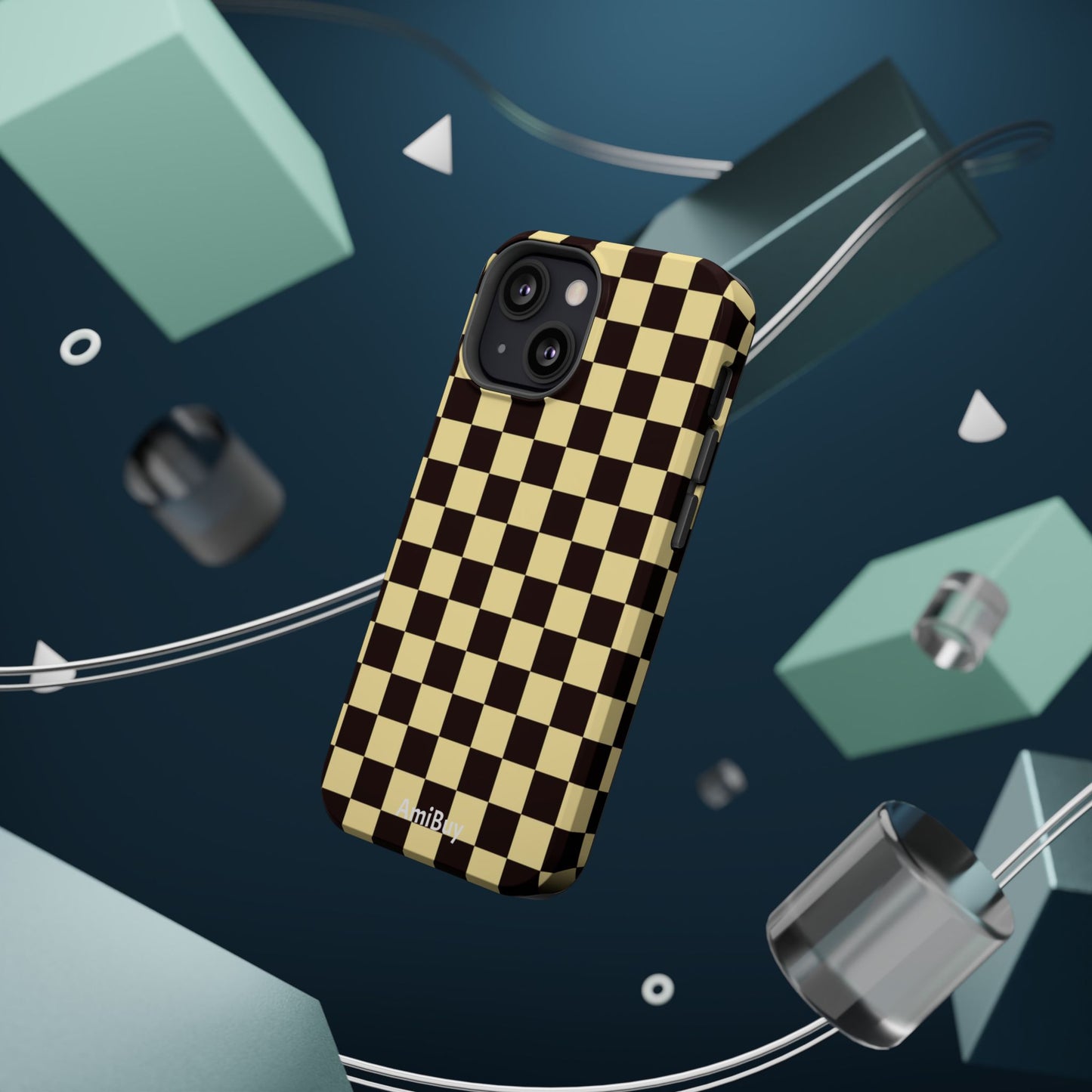 Checkerboard Magnetic Impact Case — Retro Black & Cream Phone Cover