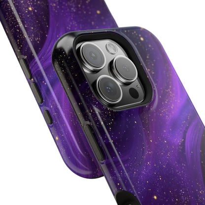 Purple Galaxy Magnetic Impact Phone Case — Shockproof Cosmic Swirl Design