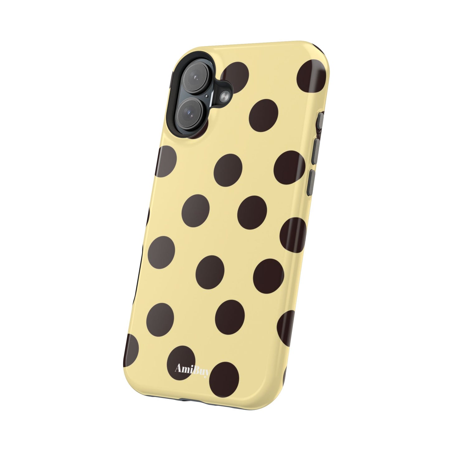 Polka Dot Magnetic Impact Phone Case — Yellow & Black Protective Cover