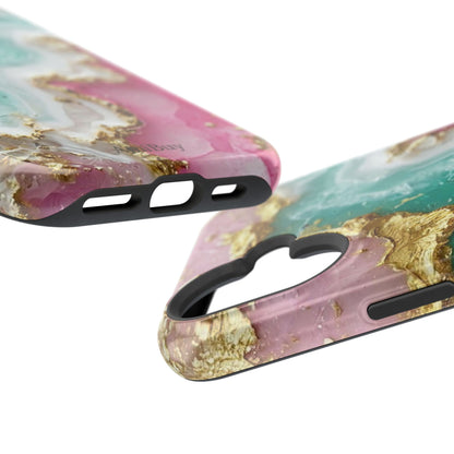 Marbled Pink & Teal Geode Magnetic Impact Phone Case