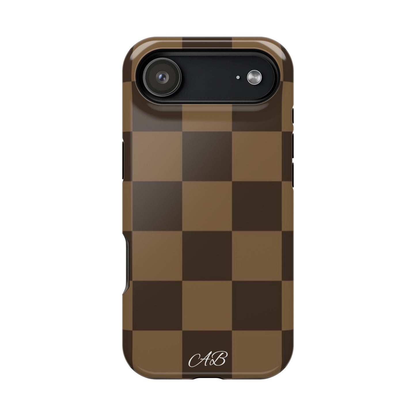 Brown Checkered Magnetic Impact-Resistant Phone Case