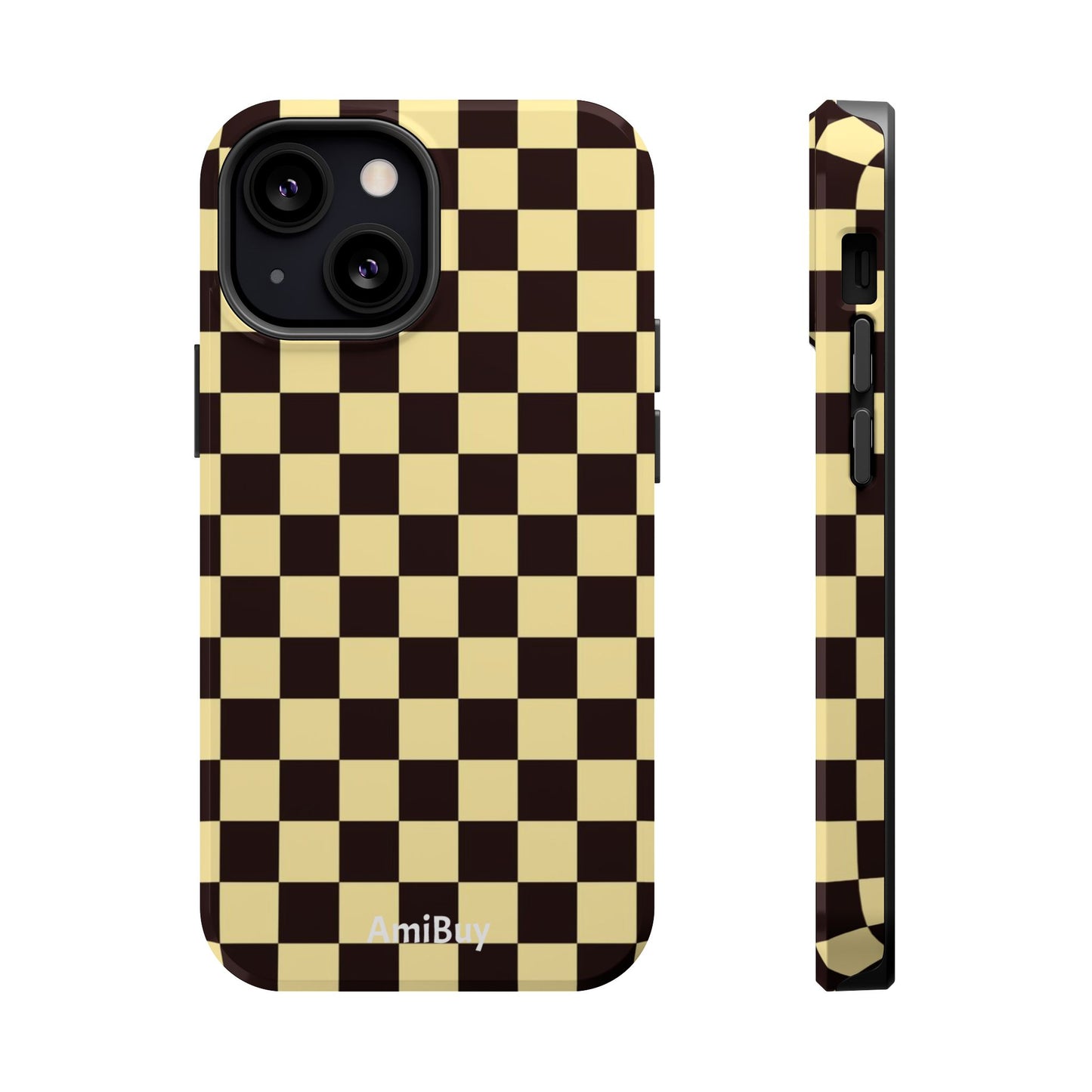 Checkerboard Magnetic Impact Case — Retro Black & Cream Phone Cover