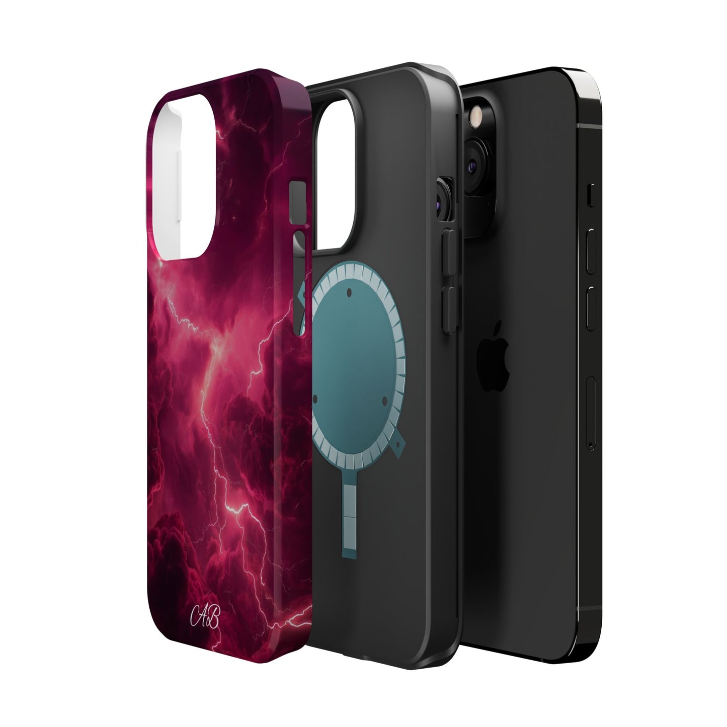 Magenta Lightning Phone Case — Magnetic Impact-Resistant iPhone Cover