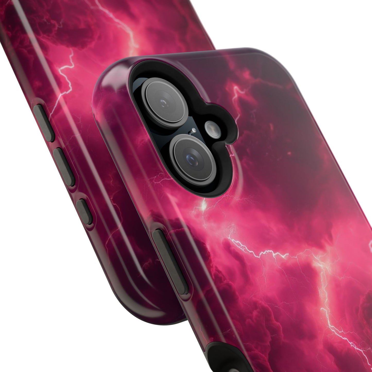 Magenta Lightning Phone Case — Magnetic Impact-Resistant iPhone Cover