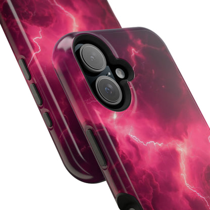 Magenta Lightning Phone Case — Magnetic Impact-Resistant iPhone Cover