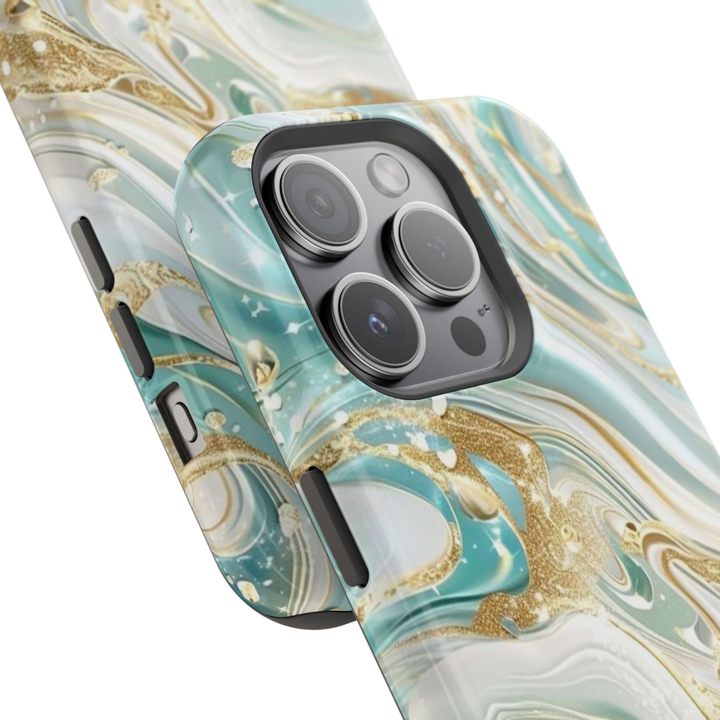 Marbled Teal & Gold Magnetic Impact-Resistant Phone Case