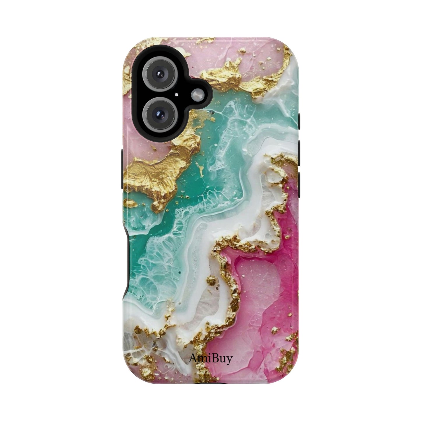 Marbled Pink & Teal Geode Magnetic Impact Phone Case