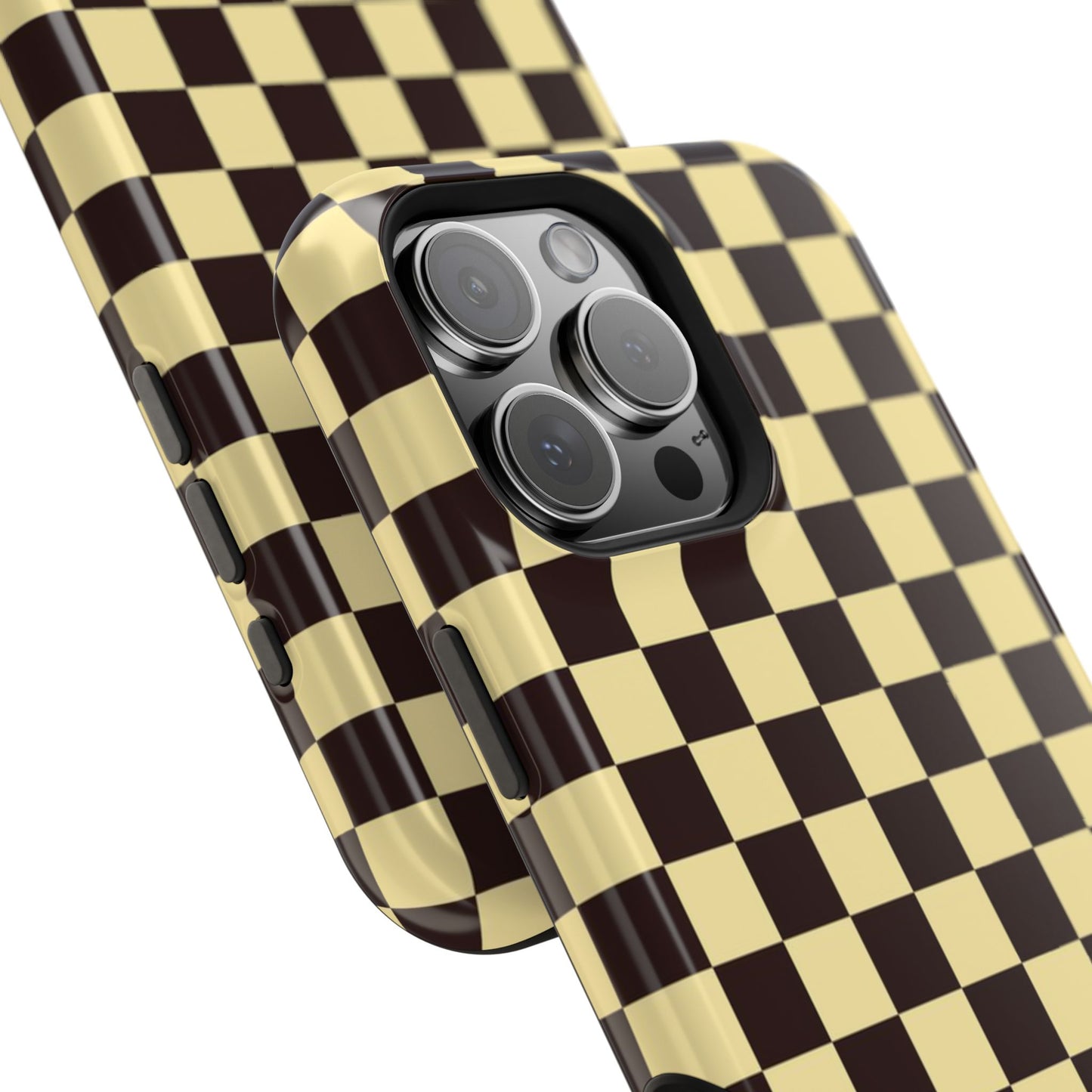 Checkerboard Magnetic Impact Case — Retro Black & Cream Phone Cover
