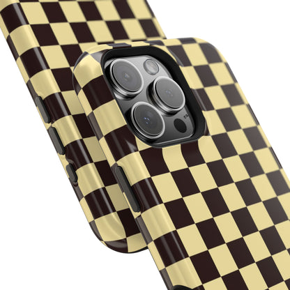 Checkerboard Magnetic Impact Case — Retro Black & Cream Phone Cover