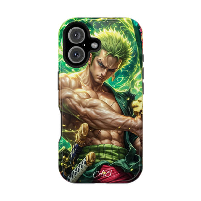 Magnetic Impact-Resistant Phone Case — Green-Sword Warrior Anime Art