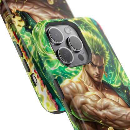 Magnetic Impact-Resistant Phone Case — Green-Sword Warrior Anime Art