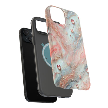 Marble Rose Phone Case — Magnetic Impact-Resistant iPhone Cover