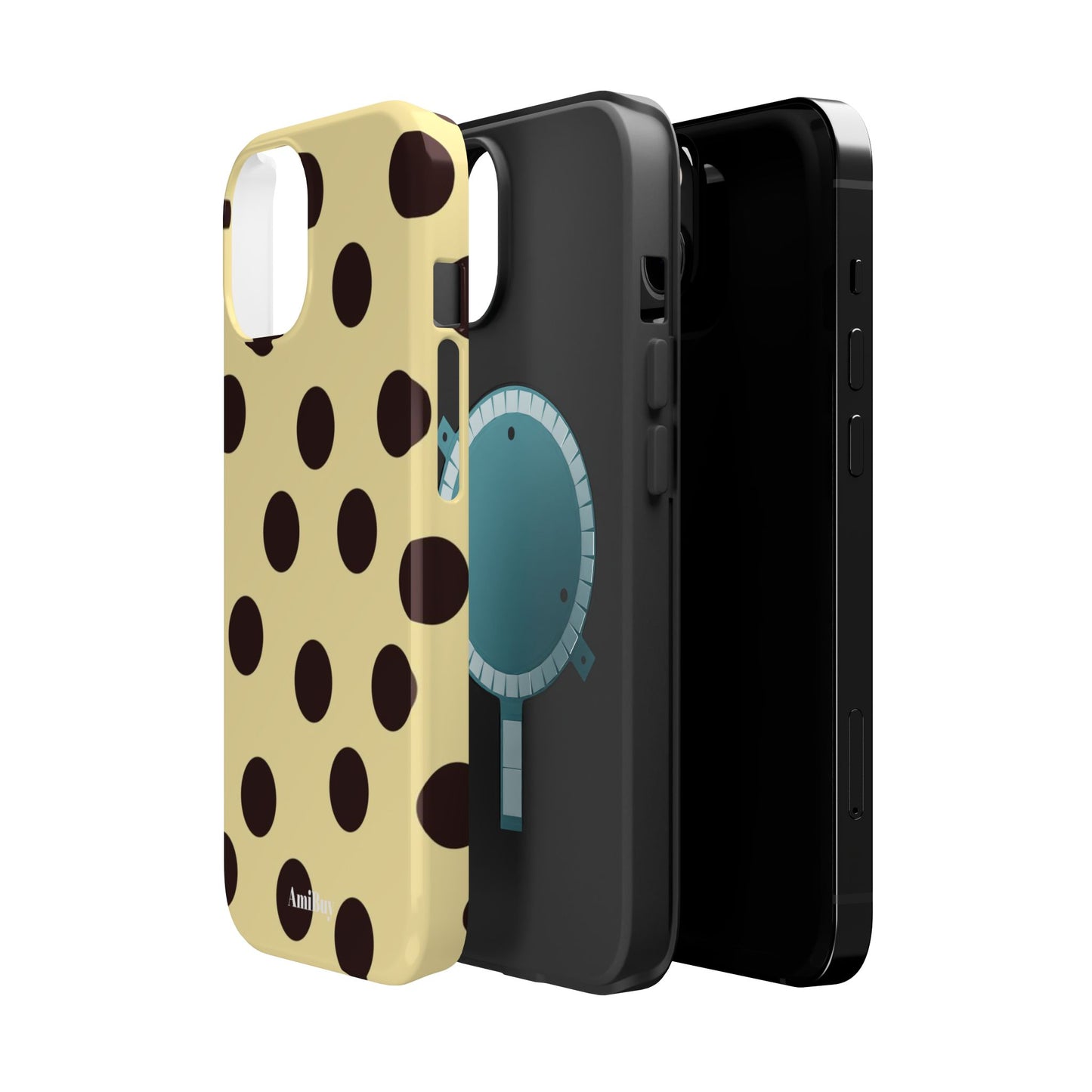 Polka Dot Magnetic Impact Phone Case — Yellow & Black Protective Cover