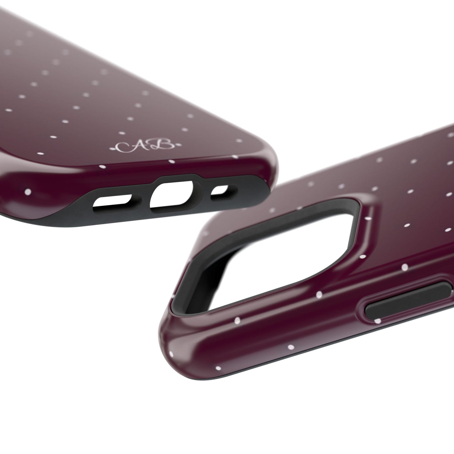 Magnetic Impact-Resistant Phone Case — Burgundy Microdot Protective Cover