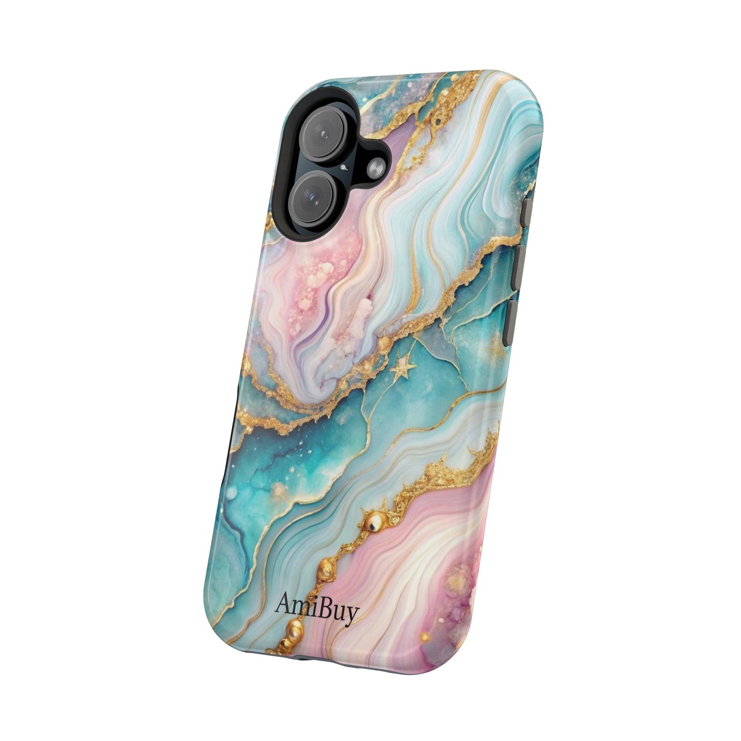 Marbled Aqua & Rose Gold Magnetic Impact Phone Case