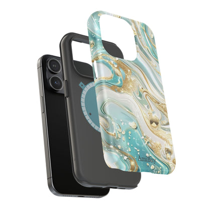 Marbled Teal & Gold Magnetic Impact-Resistant Phone Case