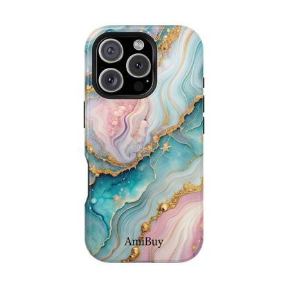 Marbled Aqua & Rose Gold Magnetic Impact Phone Case