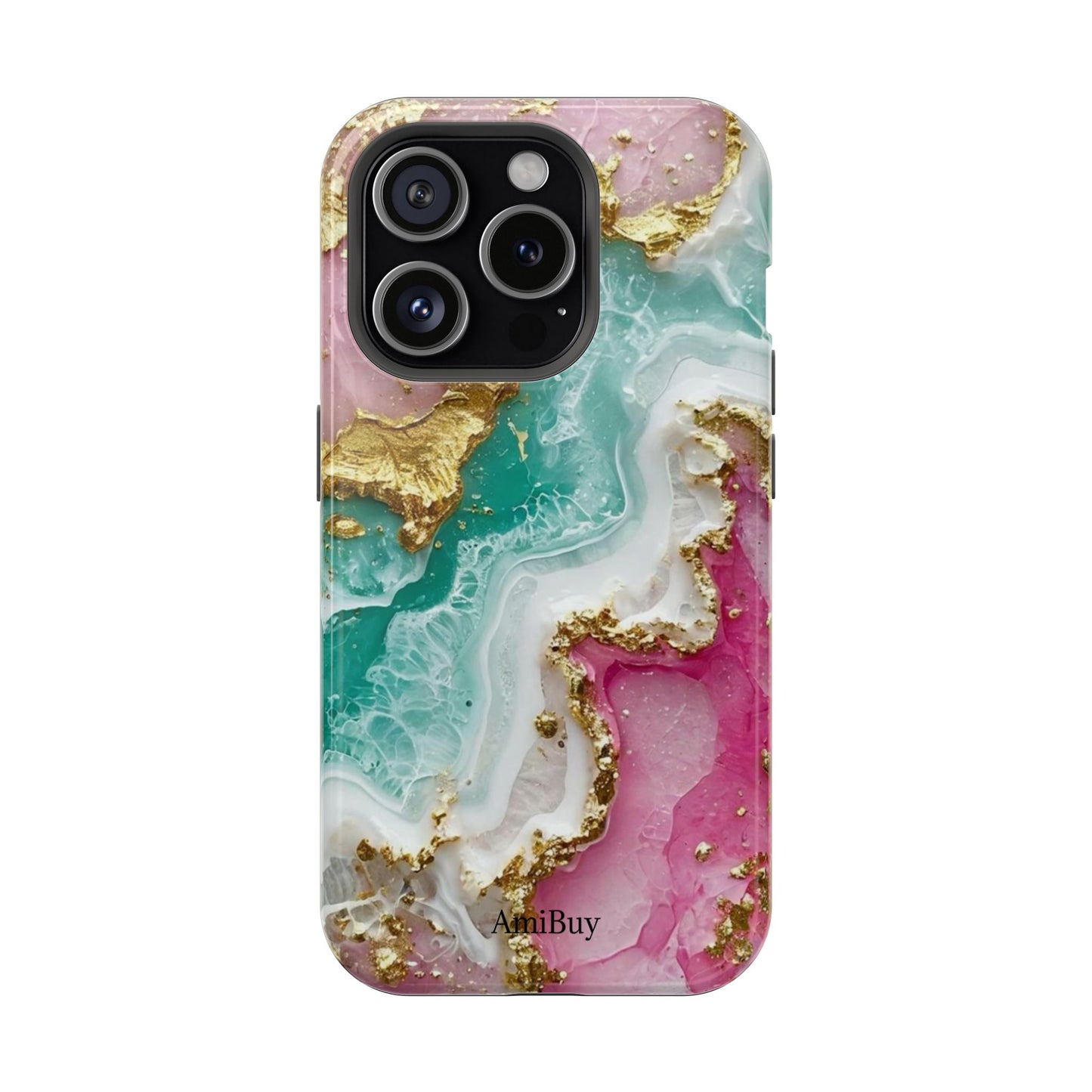 Marbled Pink & Teal Geode Magnetic Impact Phone Case