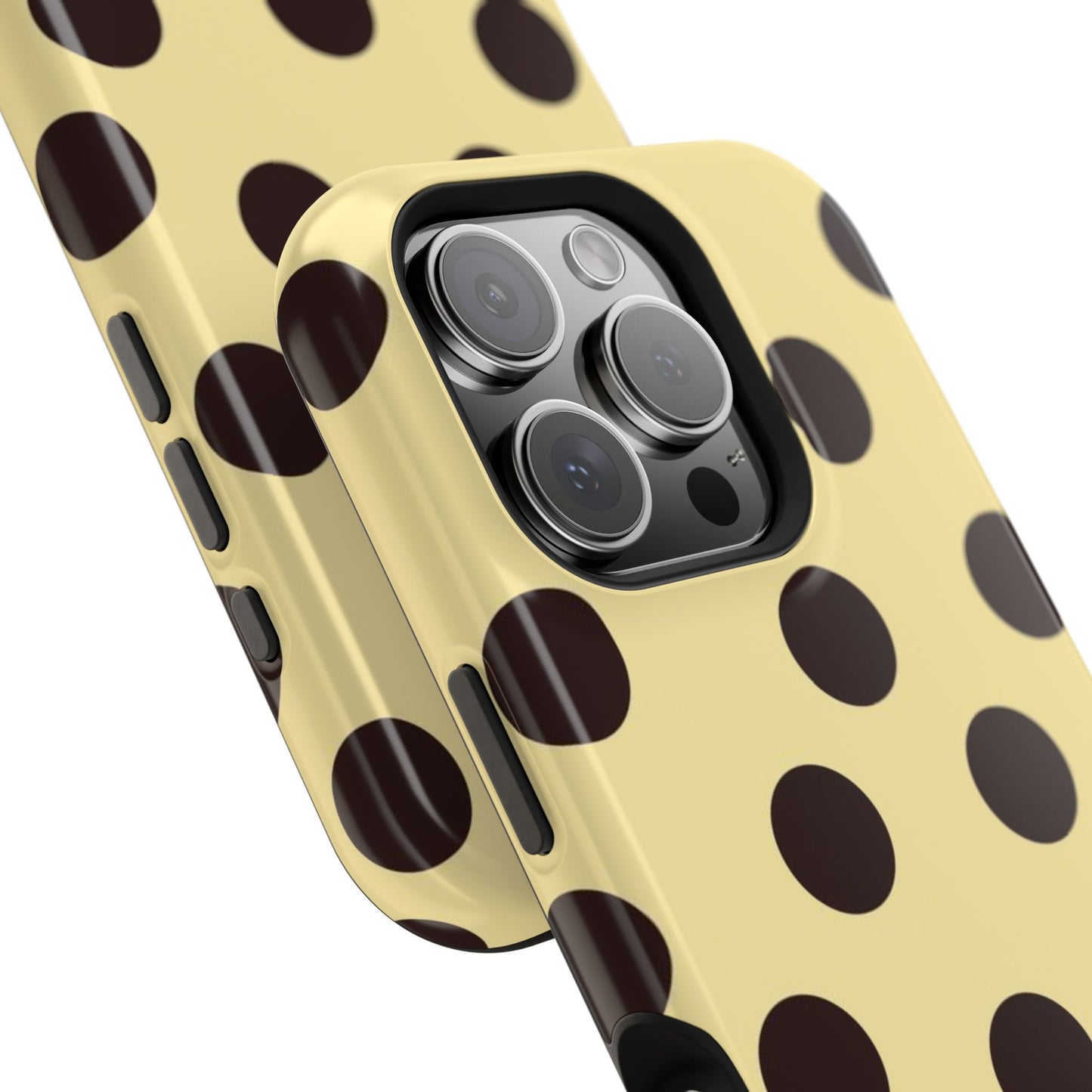 Polka Dot Magnetic Impact Phone Case — Yellow & Black Protective Cover
