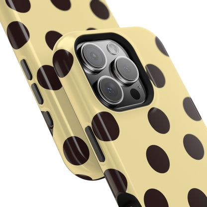 Polka Dot Magnetic Impact Phone Case — Yellow & Black Protective Cover