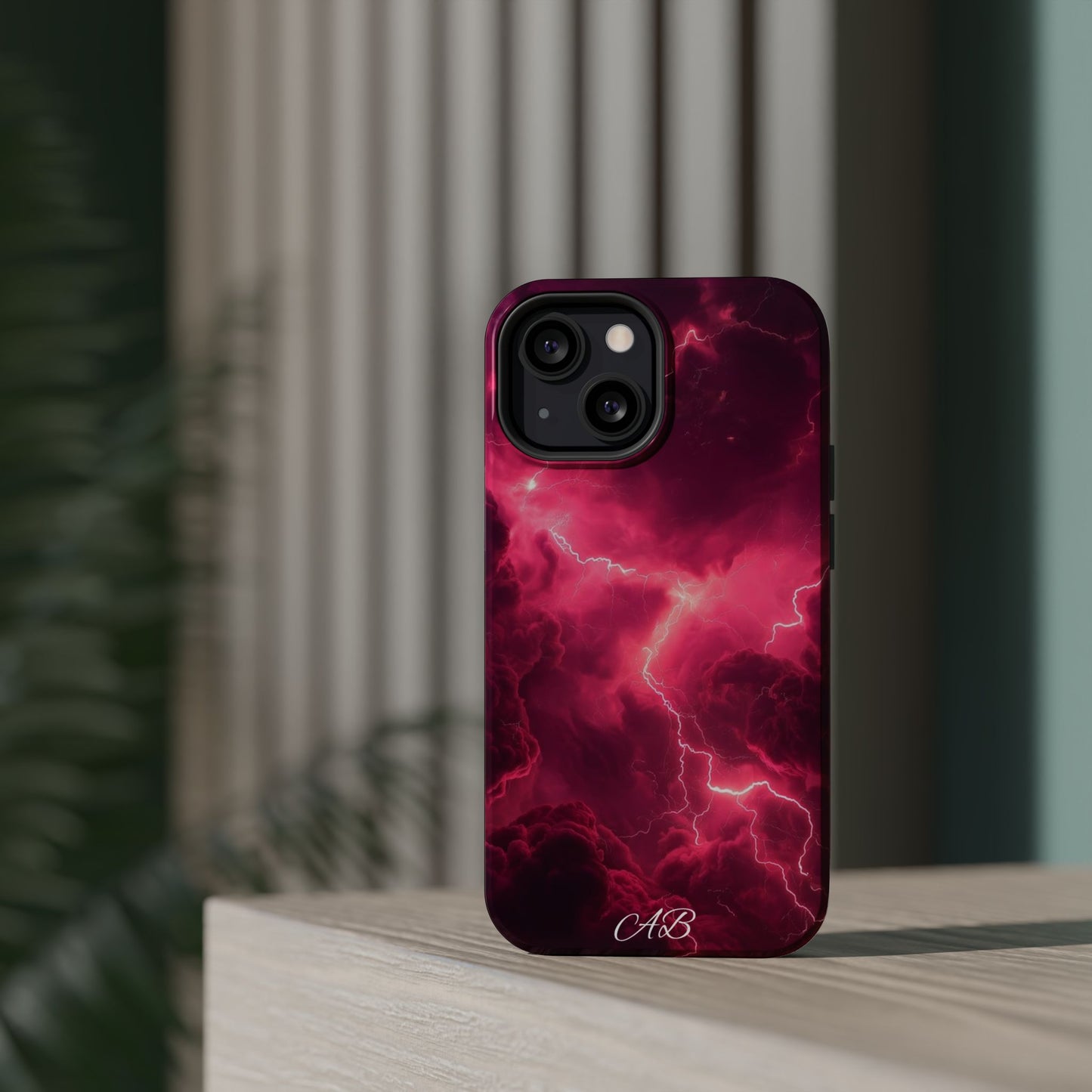 Magenta Lightning Phone Case — Magnetic Impact-Resistant iPhone Cover