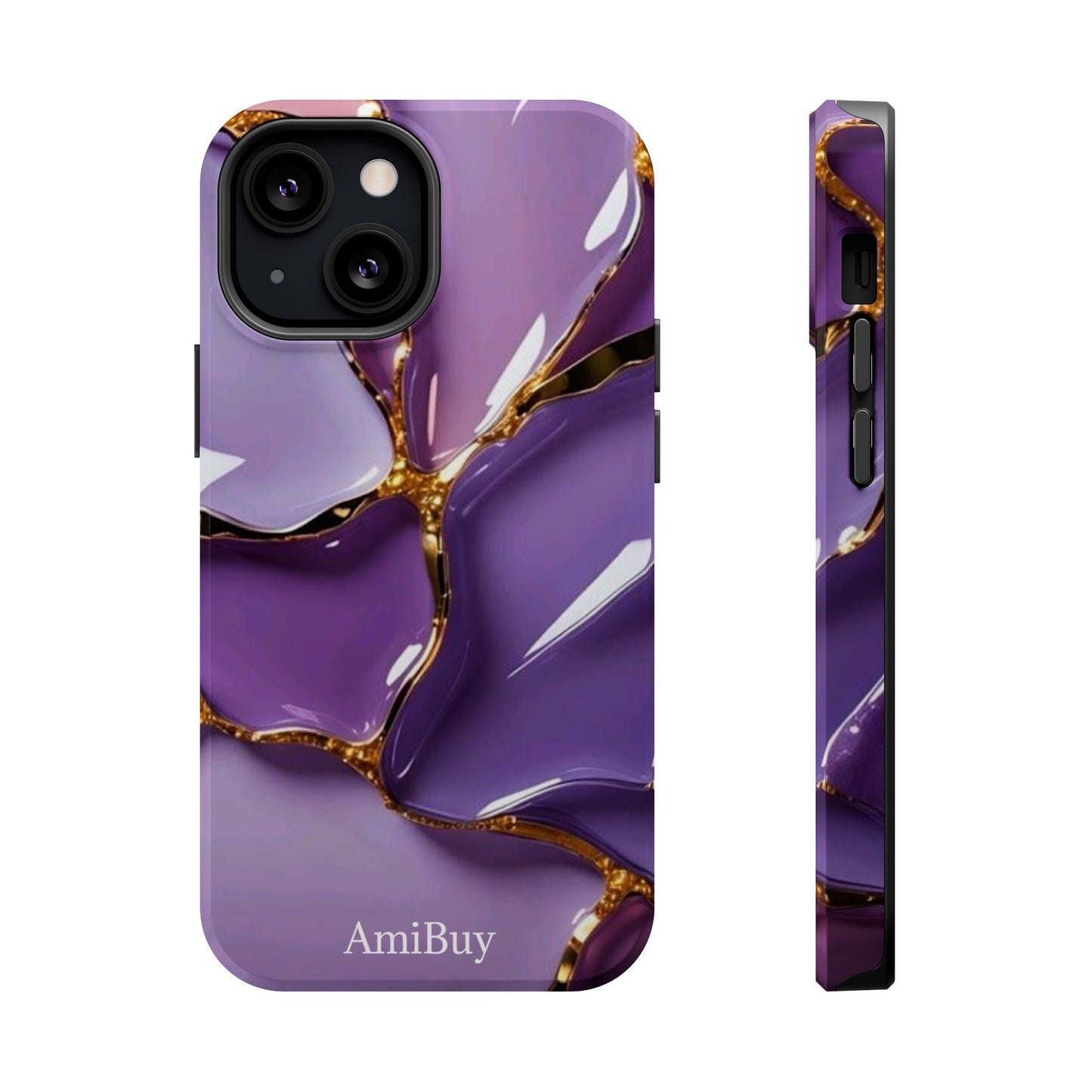 Purple Gold Marble Magnetic Impact-Resistant Phone Case
