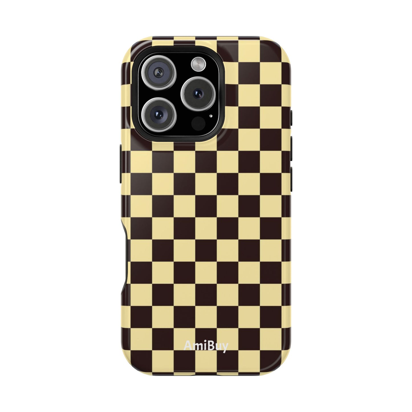 Checkerboard Magnetic Impact Case — Retro Black & Cream Phone Cover