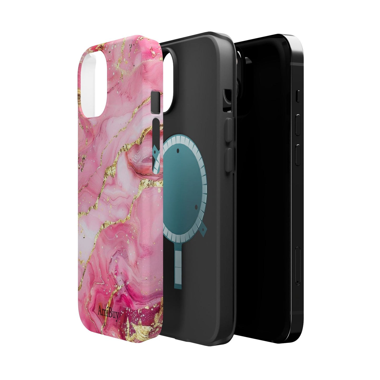Pink Gold Marble Magnetic Impact-Resistant Phone Case