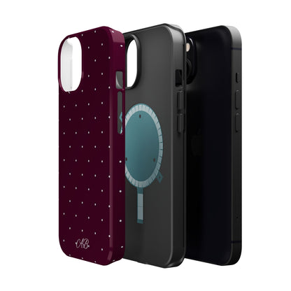Magnetic Impact-Resistant Phone Case — Burgundy Microdot Protective Cover