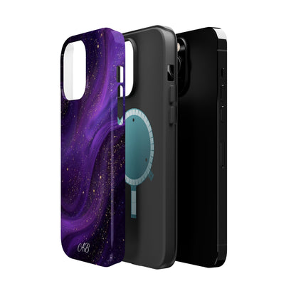 Purple Galaxy Magnetic Impact Phone Case — Shockproof Cosmic Swirl Design