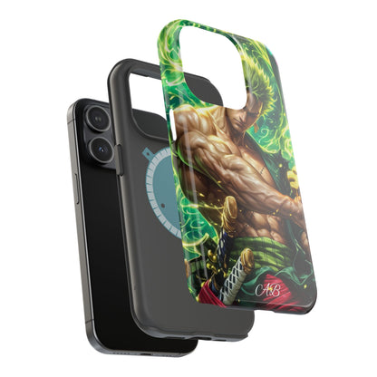 Magnetic Impact-Resistant Phone Case — Green-Sword Warrior Anime Art