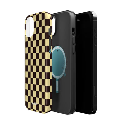 Checkerboard Magnetic Impact Case — Retro Black & Cream Phone Cover
