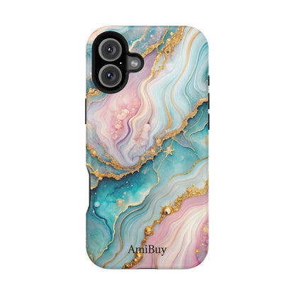 Marbled Aqua & Rose Gold Magnetic Impact Phone Case