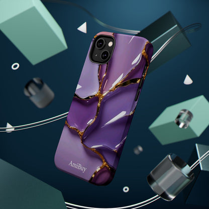 Purple Gold Marble Magnetic Impact-Resistant Phone Case